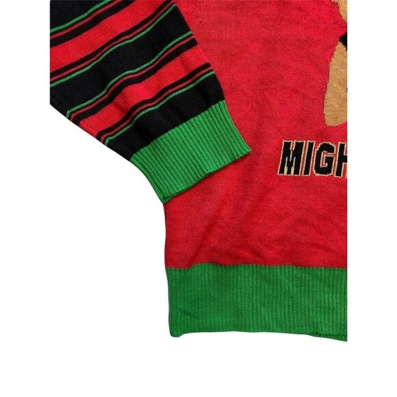Mighty Fine Sweater Womens Red Black Felt Festive Might Delete 2X NEW - Picture 3 of 8